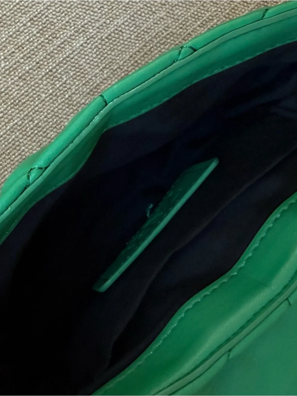 Zara Green quilted and gold metal handbag